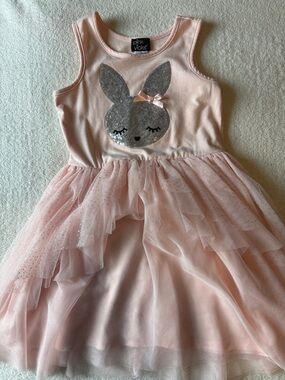 Pink & Violet Pink Sequin Bunny Tulle Dress, Girls Sz 8